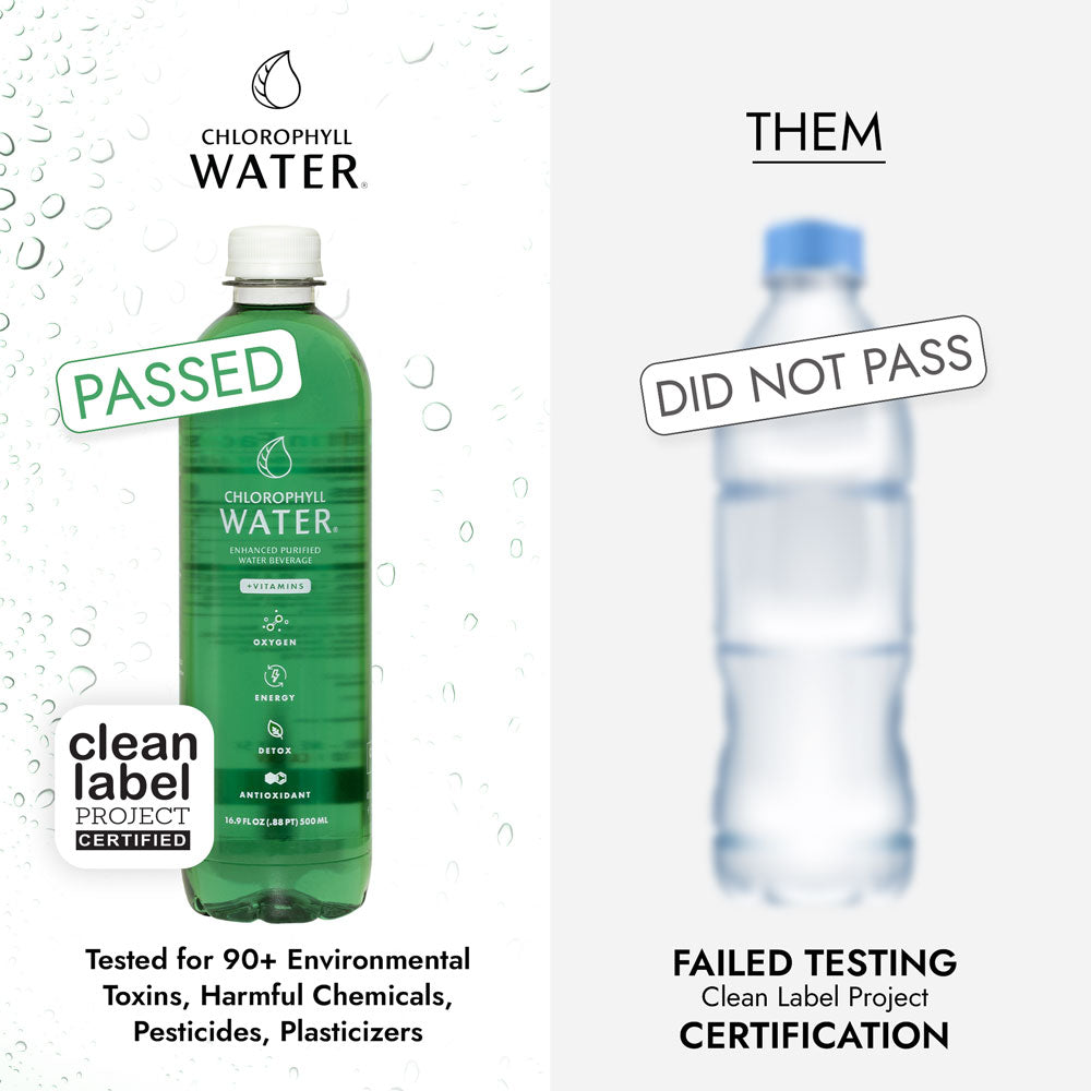 Chlorophyll Water® (Case of 12): Chlorophyll & Ultra-Purified Water with Essential Plant-Based Vitamin A, B12, C & D3 - Chlorophyll Water 