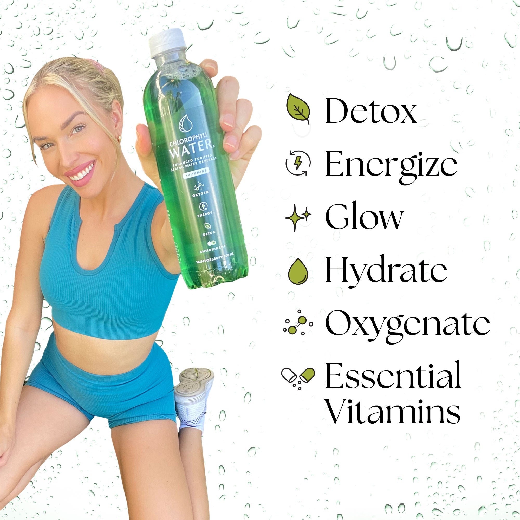 Chlorophyll Water® (Case of 12): Chlorophyll & Ultra-Purified Water with Essential Vitamins A, B12, C and D3 - Chlorophyll Water 