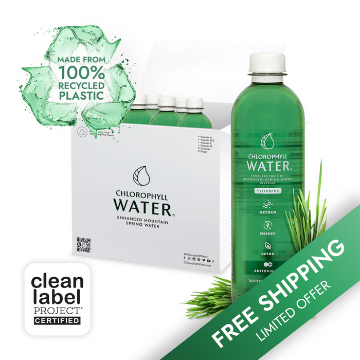 Chlorophyll Water® (Case of 6): Chlorophyll and Ultra-Purified Water with Essential Plant-Based Vitamins A, B12, C and D3 - Chlorophyll Water 