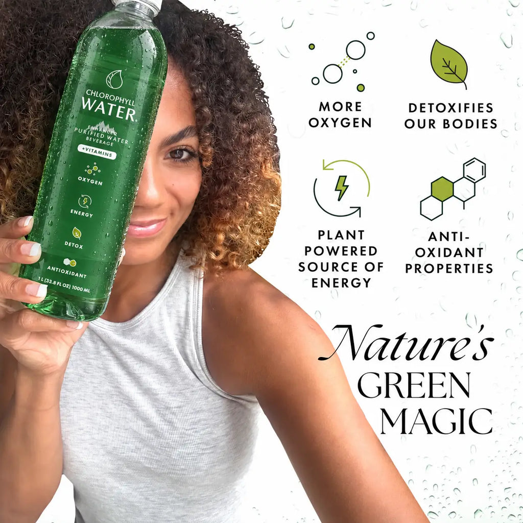 Chlorophyll Water® 1 Liter (Case of 6) Chlorophyll and Ultra-Purified Water with Essential Plant-Based Vitamins A, B12, C & D3.