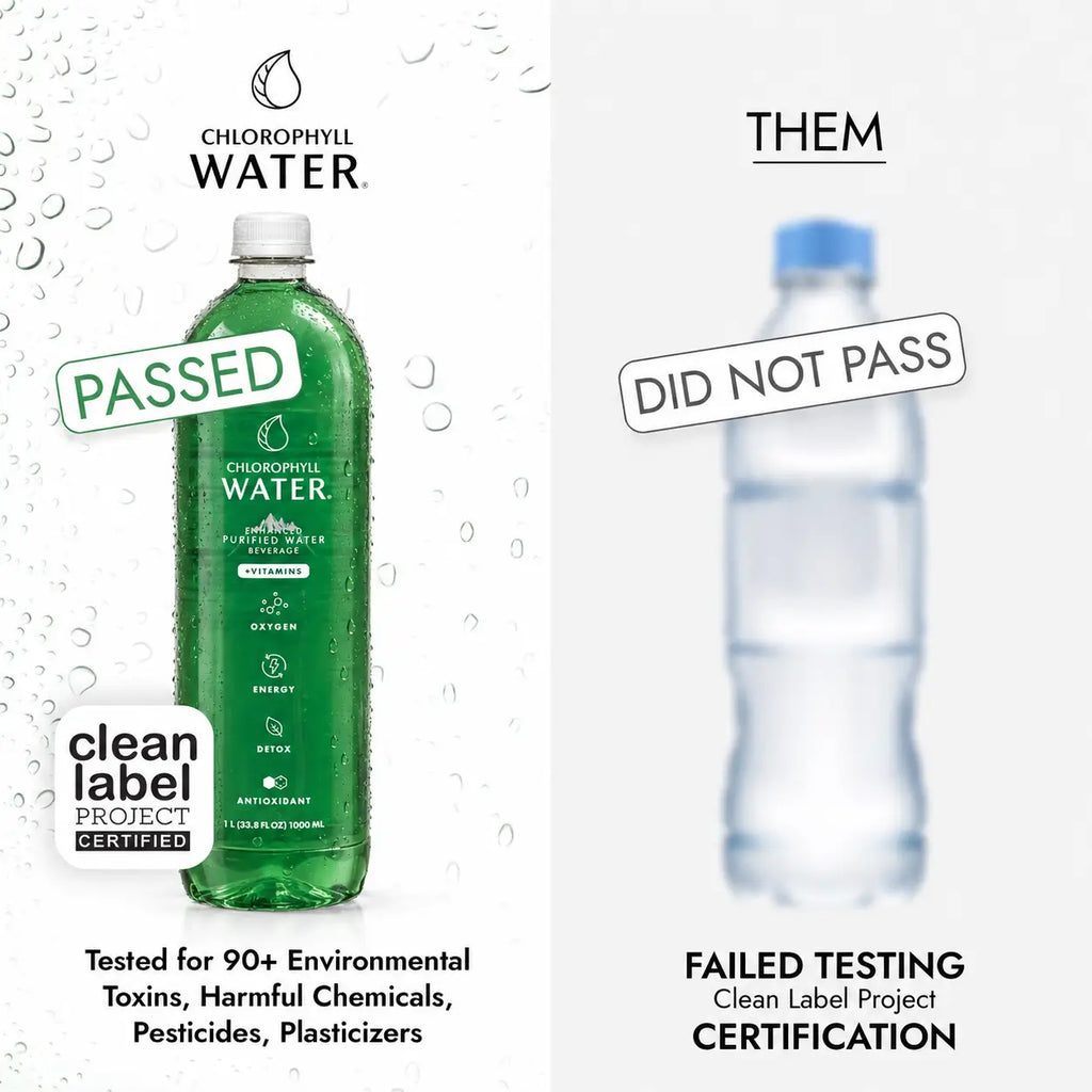 Chlorophyll Water® 1 Liter (Case of 6) Chlorophyll and Ultra-Purified Water with Essential Plant-Based Vitamins A, B12, C & D3.