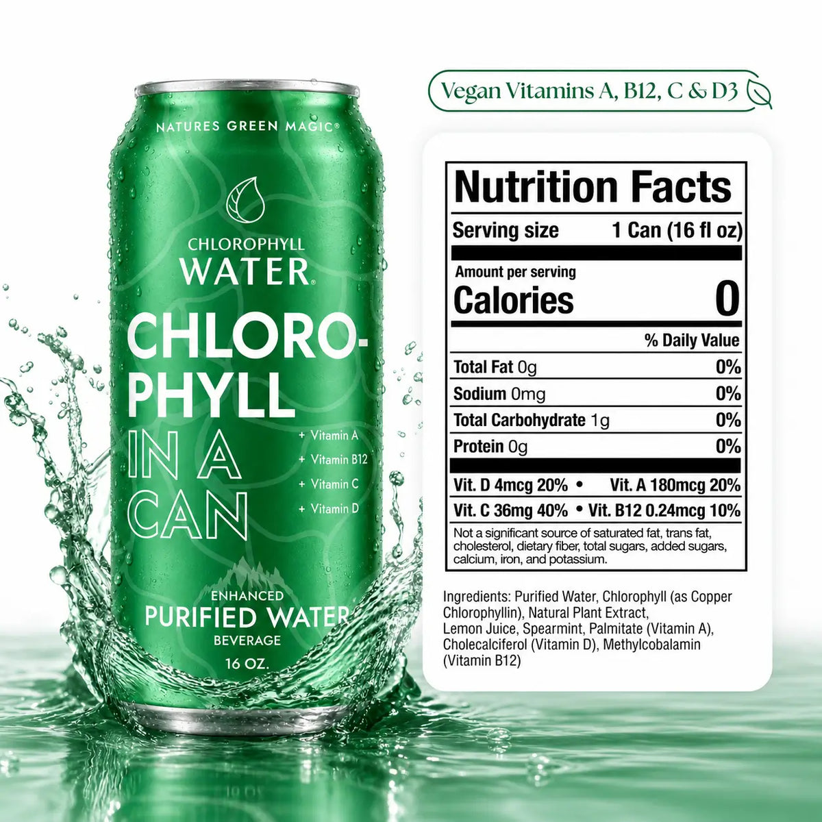 Chlorophyll Water 16oz Aluminum Can (12-Pack)