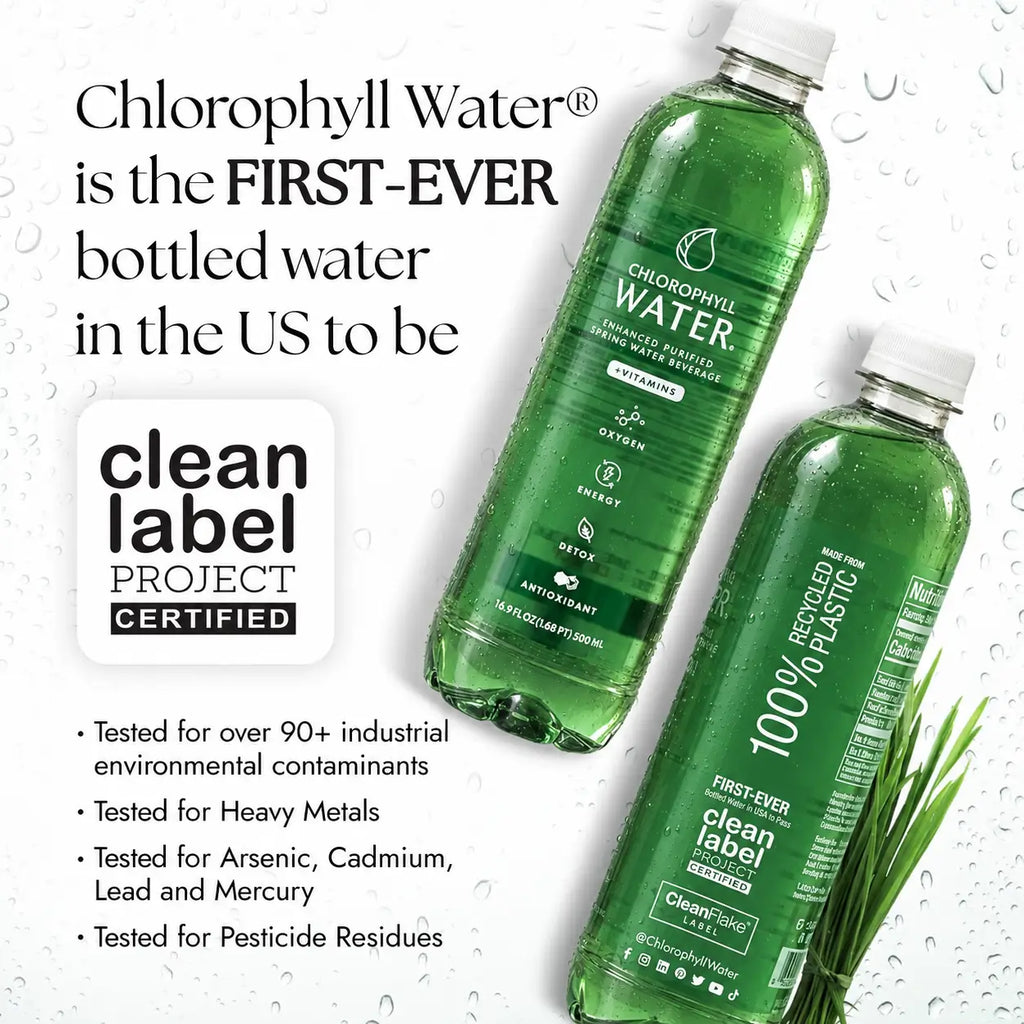 Chlorophyll Water® (Case of 6): Chlorophyll and Ultra-Purified Water with Essential Plant-Based Vitamins A, B12, C and D3