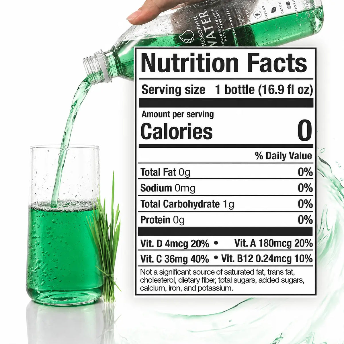 Chlorophyll Water® (Case of 6): Chlorophyll and Ultra-Purified Water with Essential Plant-Based Vitamins A, B12, C and D3
