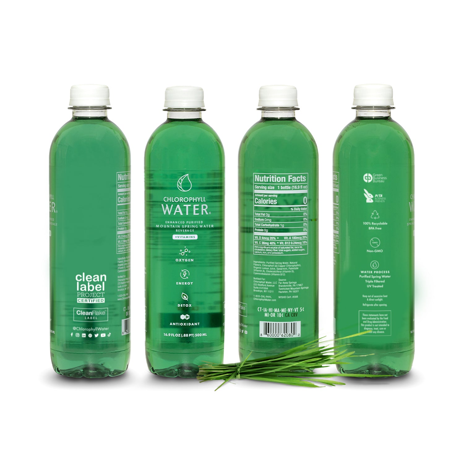 Chlorophyll Water® | Chlorophyll and Ultra-Purified Water with Essential Plant-Based Vitamins A, B12, C & D3 - Chlorophyll Water 